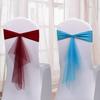 Spandex Chair Sashes with Tulle Bows Stretch Chair Band Ready Made Chair Ties for Wedding Banquet Party Decoration Supplies