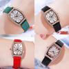 Vintage Wine Barrel Shape Ladies Watch With Crystals And Leather Strap For Casual Wear