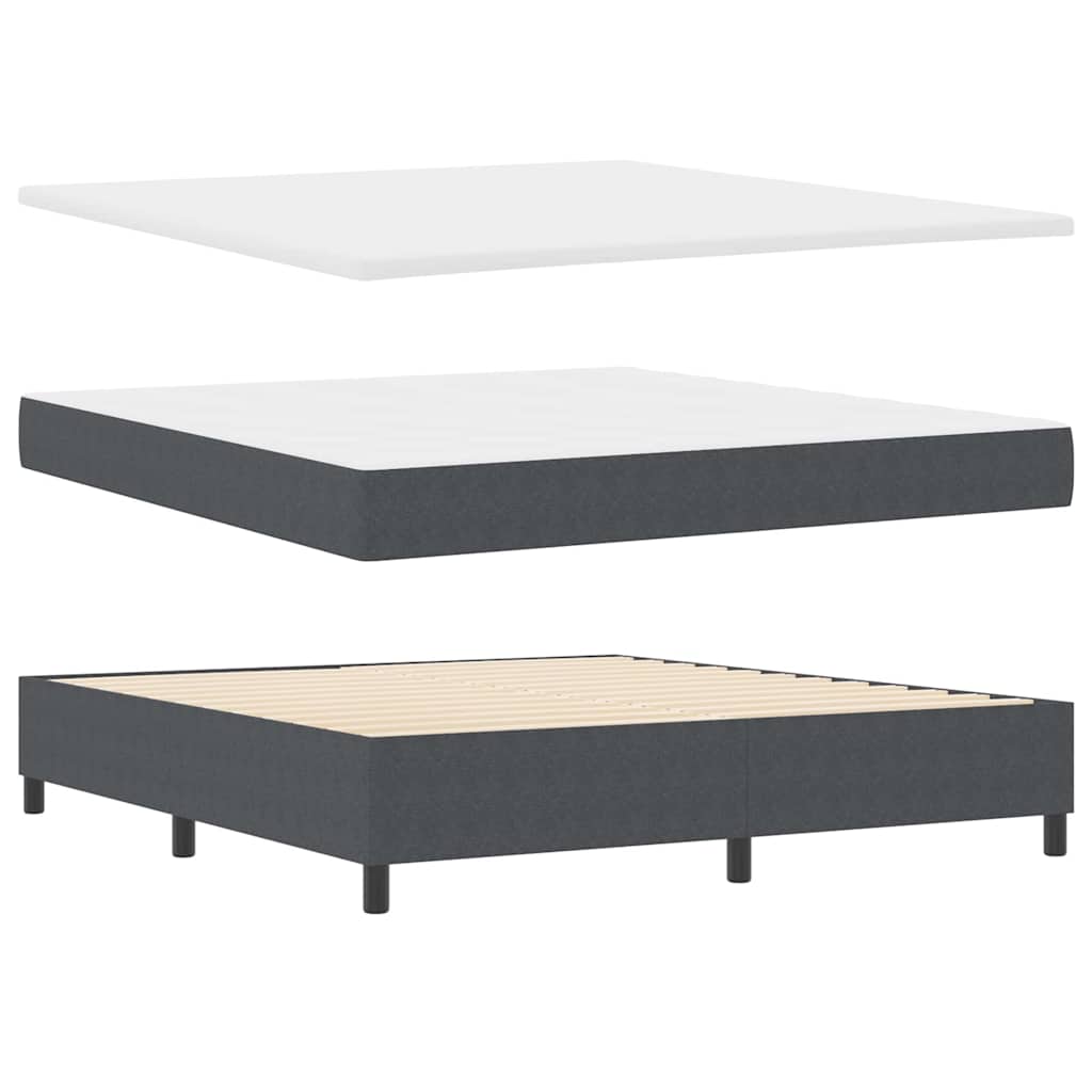 Box Spring Bed in Dark Grey and White 180 x 200 cm Cord Fabric