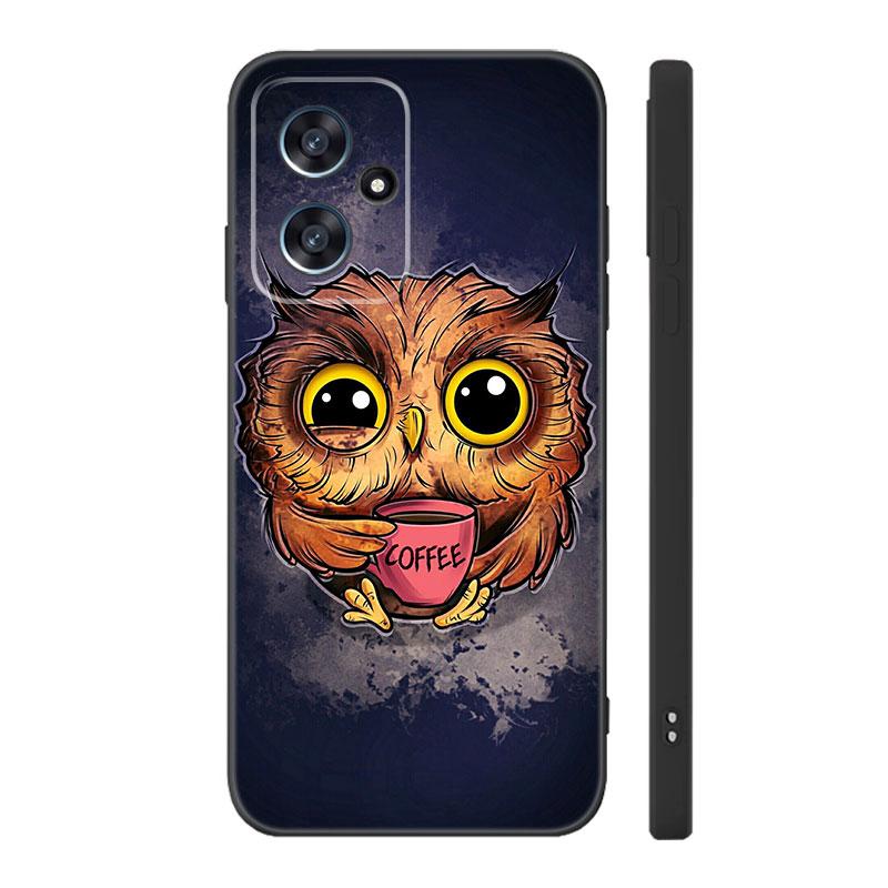 Lovely Cartoon Owl Black Silicone Phone Case For Xiaomi POCO X3 X4 NFC F3 F4 GT F5 M3 M4 M6 X5 X6 Pro 5G C55 C65 M5