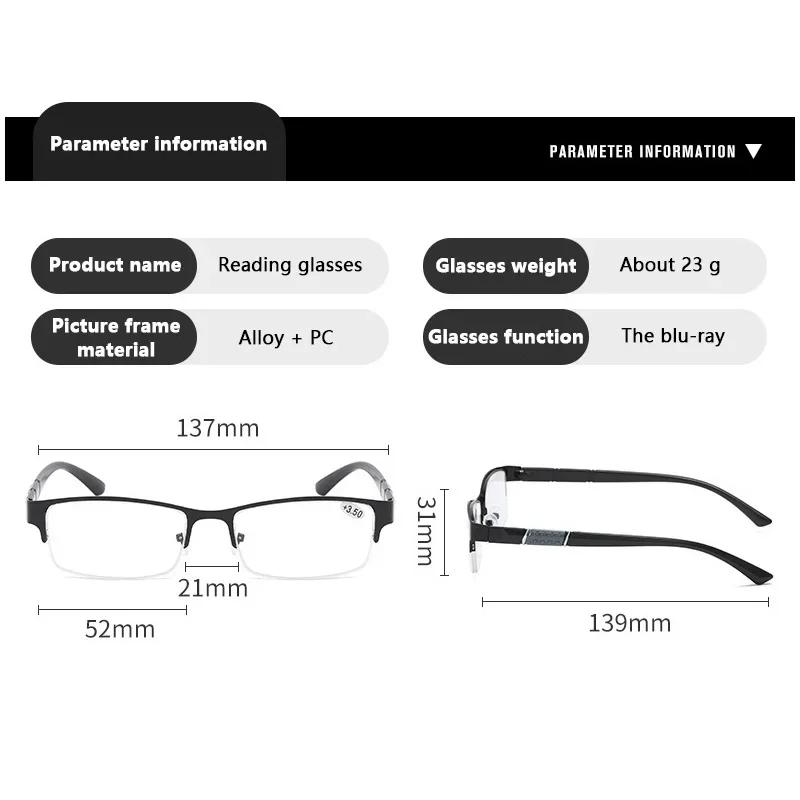 Metal Anti-blue Light Men Business Eyewear Farsighted Reading Glasses Eyeglasses Diopter 0 +0.5+0.75+1.0 To +6.0