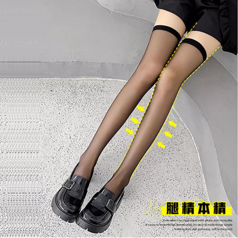 Transparent Calf Socks Velvet Black Socks Women's JK Spring and Summer Thin Pressure Socks Medium Tube Autumn Stockings