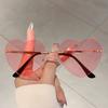 Rimless Love Heart Sunglasses Women For Men  Luxury Brand Designer Vintage Punk Cute Candy Hip Hop Sun Glasses Uv400