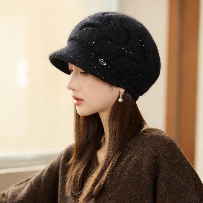 Winter Thickened Warm Rabbit Hair Mother Hat Outdoor Windproof Ear Protection Knitted Hat Wool Hat