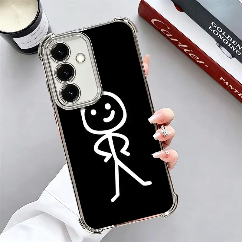 Funny Stickman Matchman Plating Phone Case For Samsung A17 A07 A37 A57 A16 A56 A15 A55 A14 A54 A13 A53 A26 A36 A25 A35 A24 A34 A