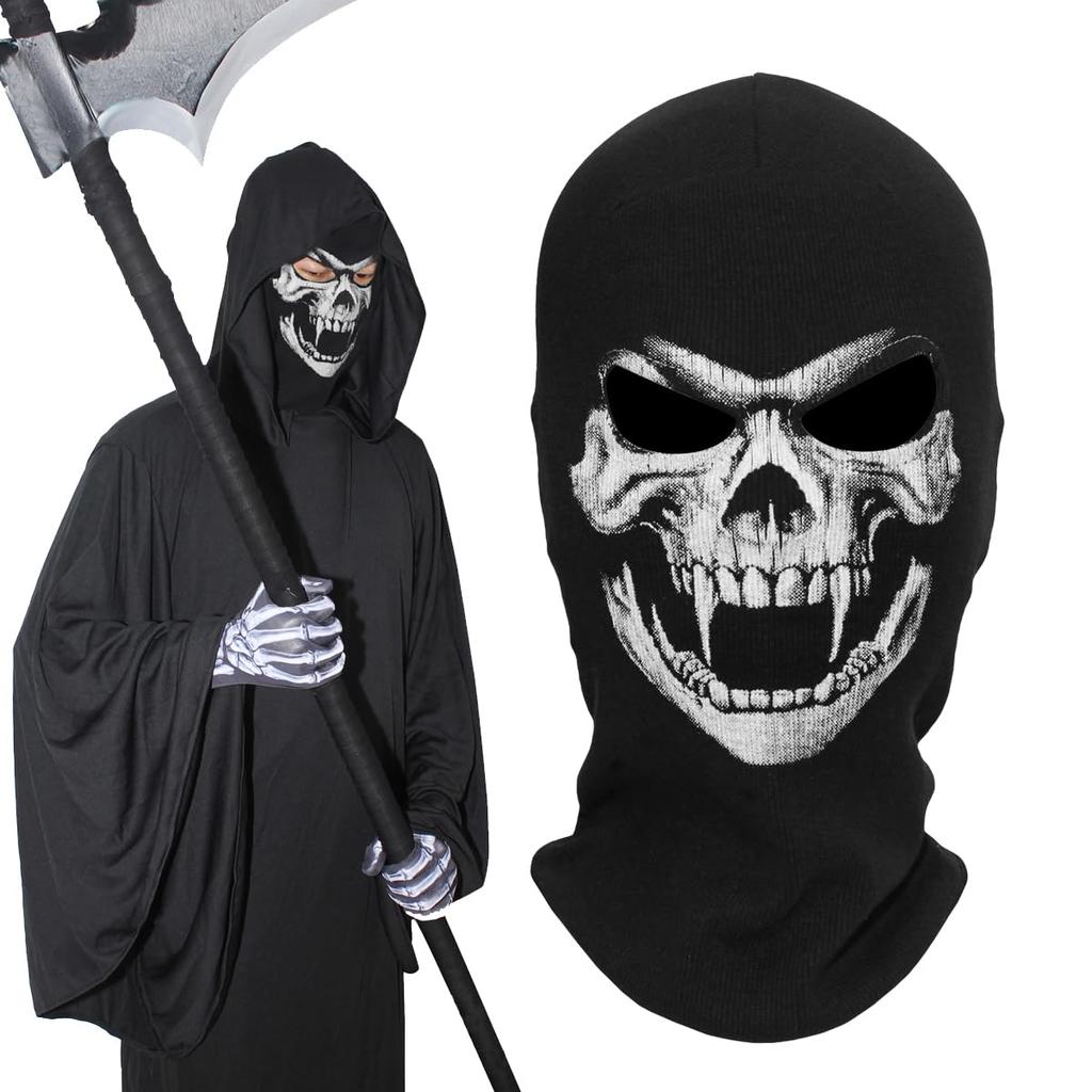 WTACTFUL Scary Skeleton Balaclava Ghost Death Neck Warmer Face Cover Mask Headwear Protection for Motorcycle Cycling Ski Snowboard Cosplay Costume