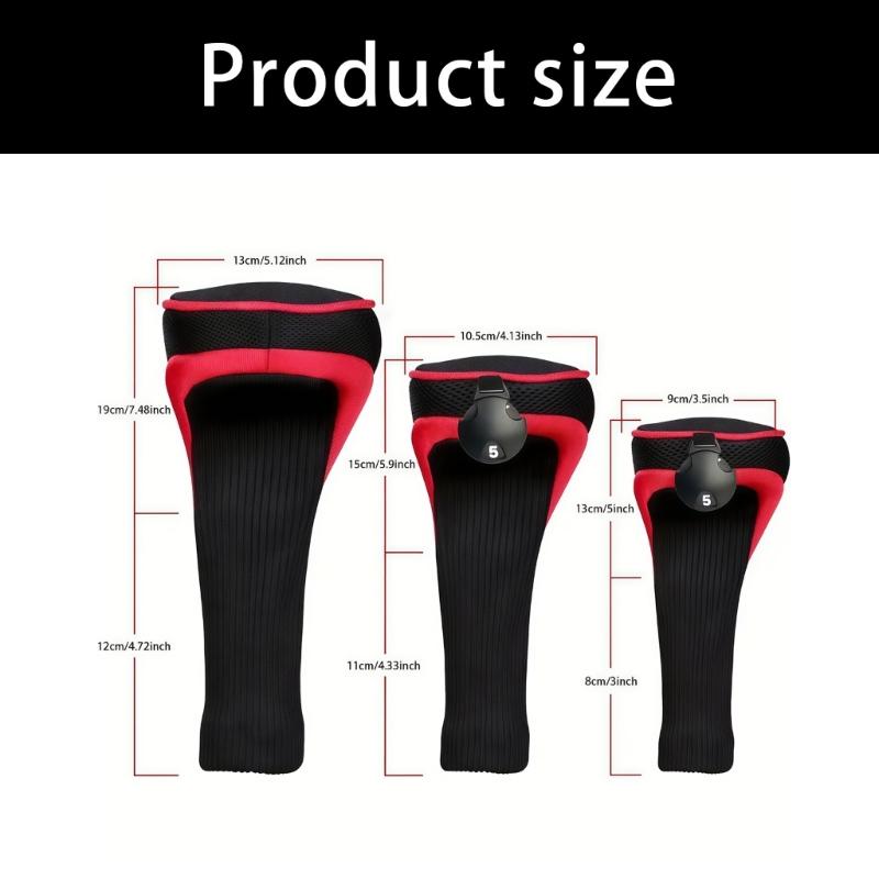3Pcs Professinal Golf Head Cover with Interchangeable Number Label Soft Wood Golf Club Driver Headcovers Easy to Use