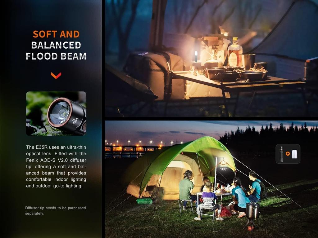 Fenix E35R Max 3100 Aluminium IP68 Katastrophen-Outdoor-Taschenlampe, Lumen, USB-C wiederaufladbar, Bauwesen, Wasserdicht, Taktisch, EDC, Notfallvorsorge,