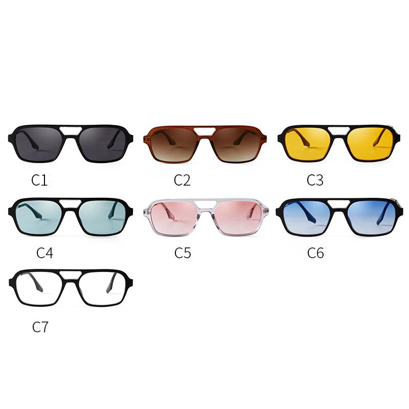 Retro Fashion Flat Top Pilot Sunglasses Women Men Brand Designer Vintage Yellow Blue Lens Flat Top Rectangle Sun Glasses S507C