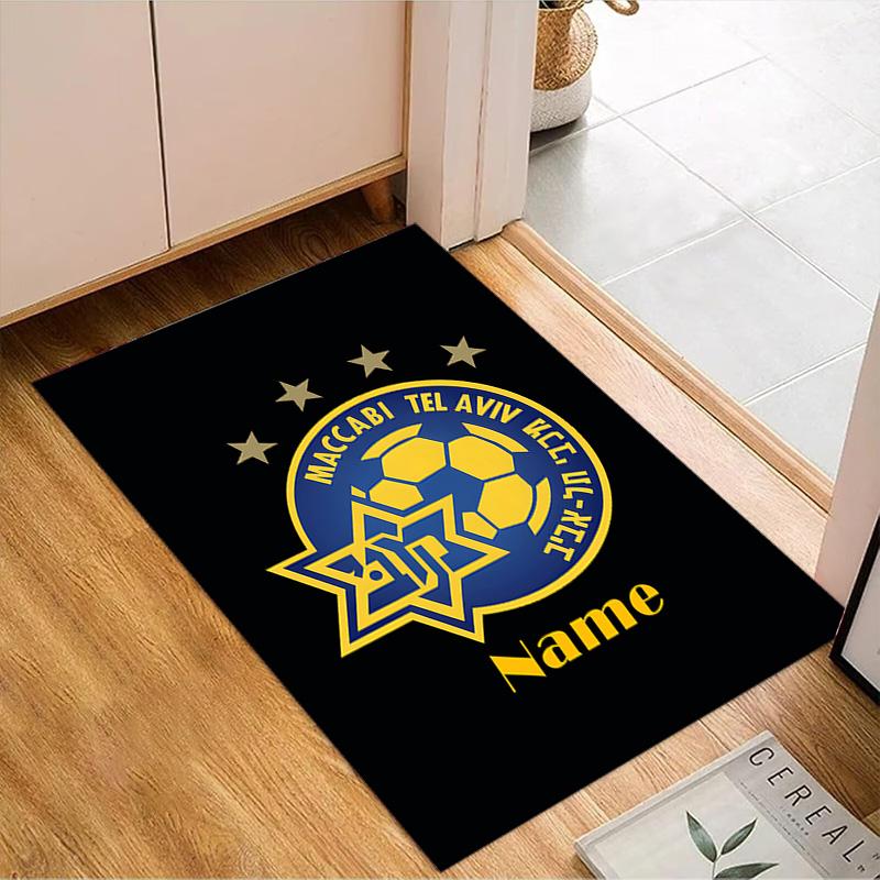 Custom Name Maccabi Football Crest Rug Game Carpet, Floor Mat for Bedroom Living Room Entryway Rug, Home Decor Idea Gift for Christmas birthday