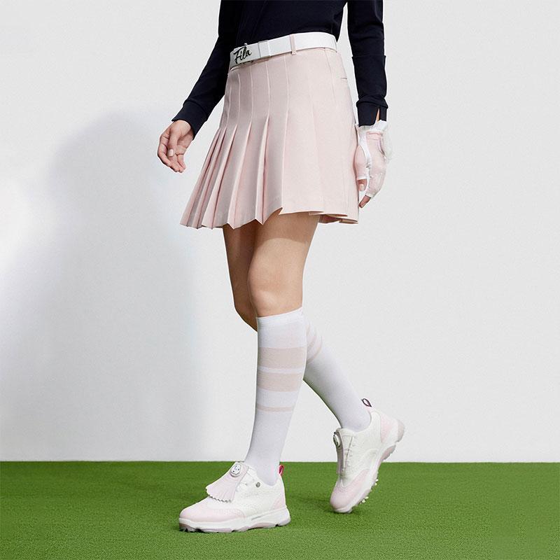 Fila Golf Series Solid Color Pleated Woven Casual Skirt Women Skirts Pink A11W345301F-PK