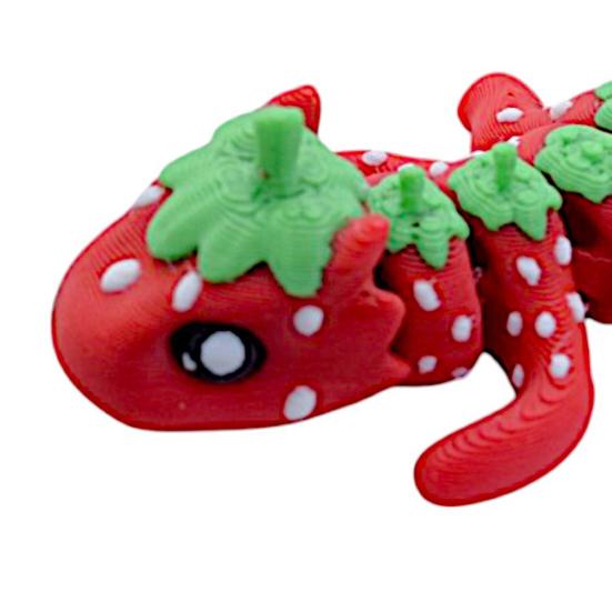 3D Printed Strawberry Dragon Flexible Articulated Dragon Model with Movable Joint Desktop