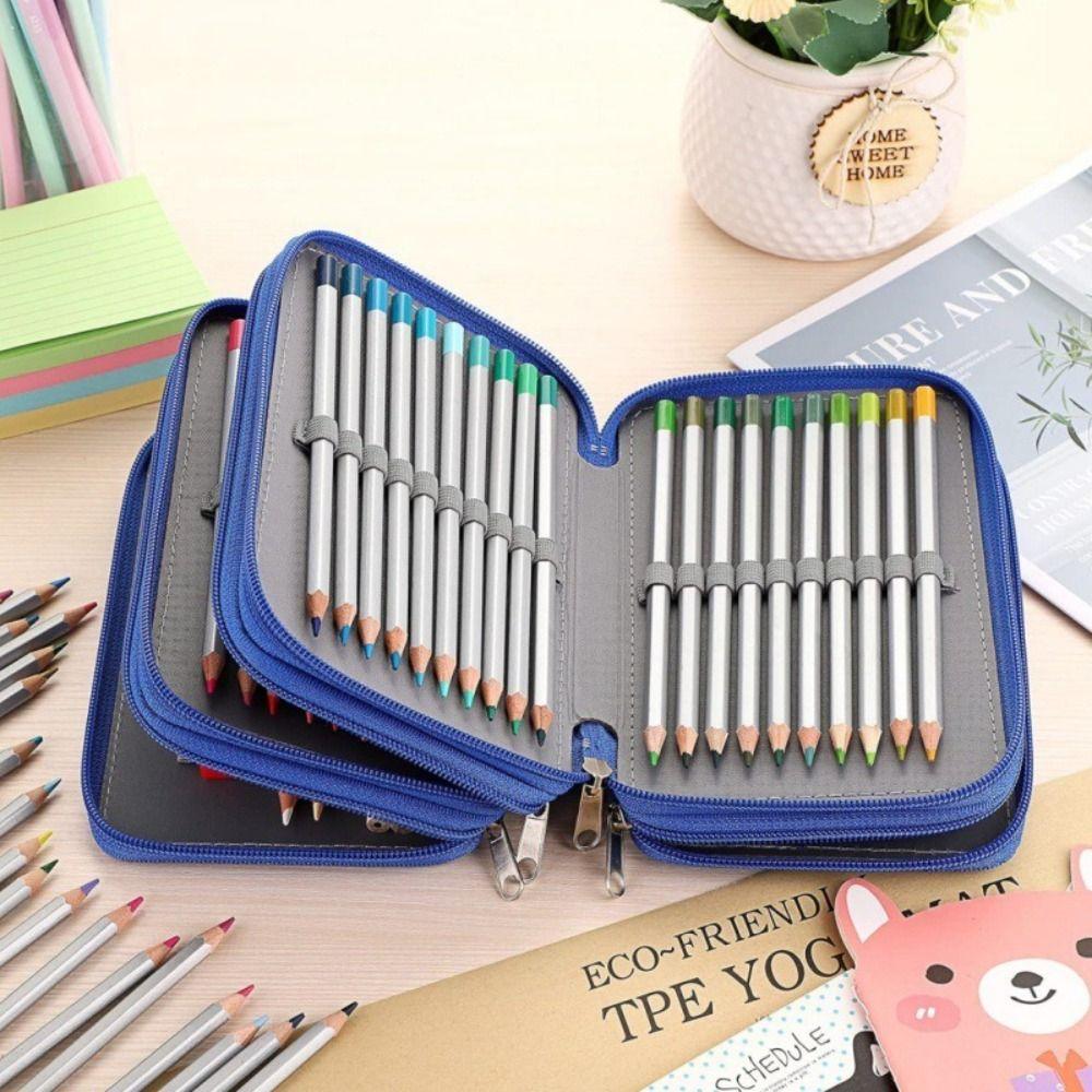 Oxford Cloth Pen Pouch 72-Hole Stationery Storage Bag Zipper Design Pen Bag  Students
