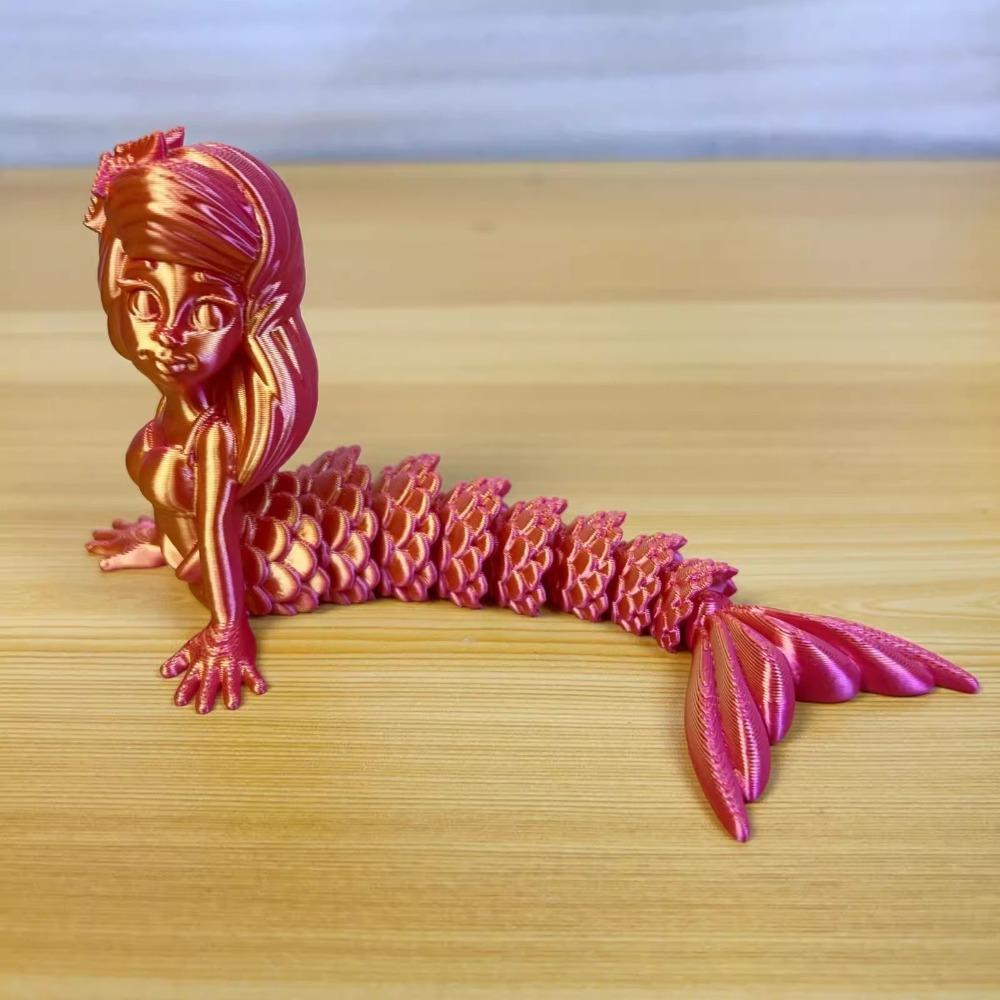 

Пластиковая 3D-печатная фигурка русалки, многосуставная, 6 цветов, настольные украшения русалки, подвижная шарнирная игрушка-непоседа красный