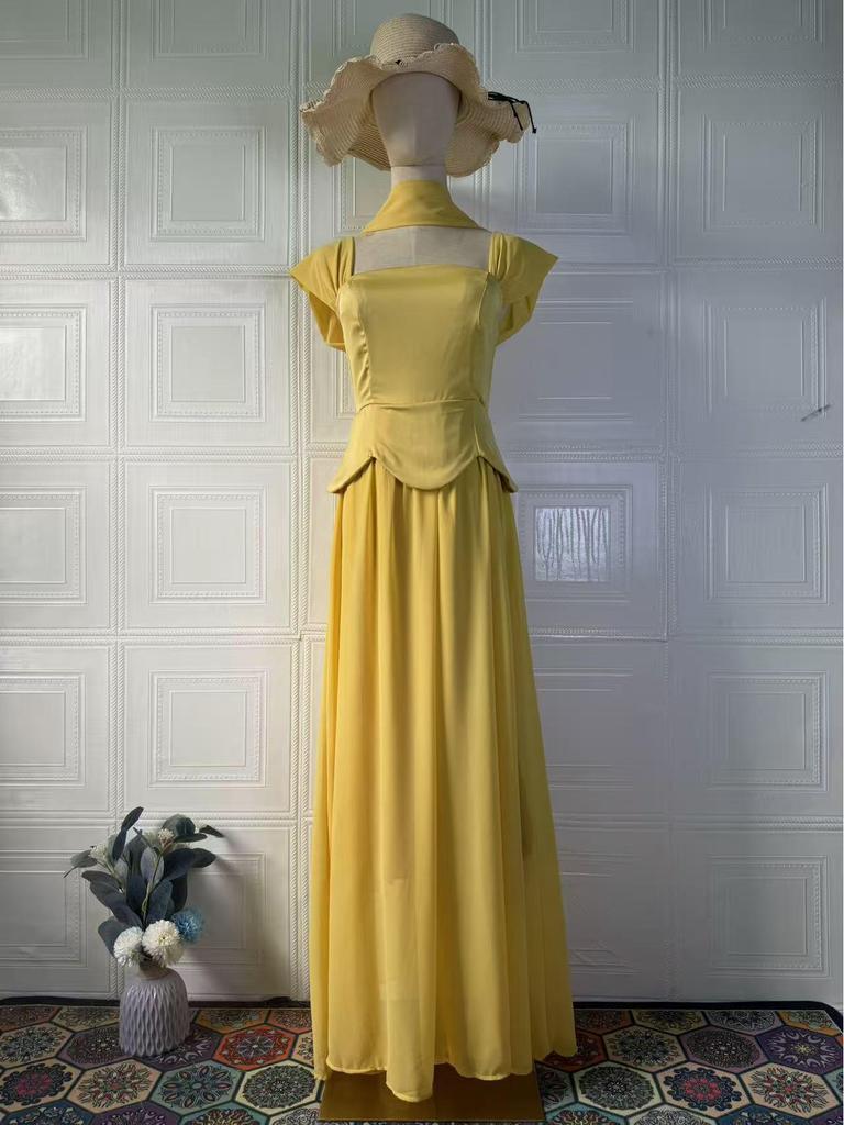 Rochie de seară elegantă cu mânecă scurtă, care accentuează talia, pentru femei
