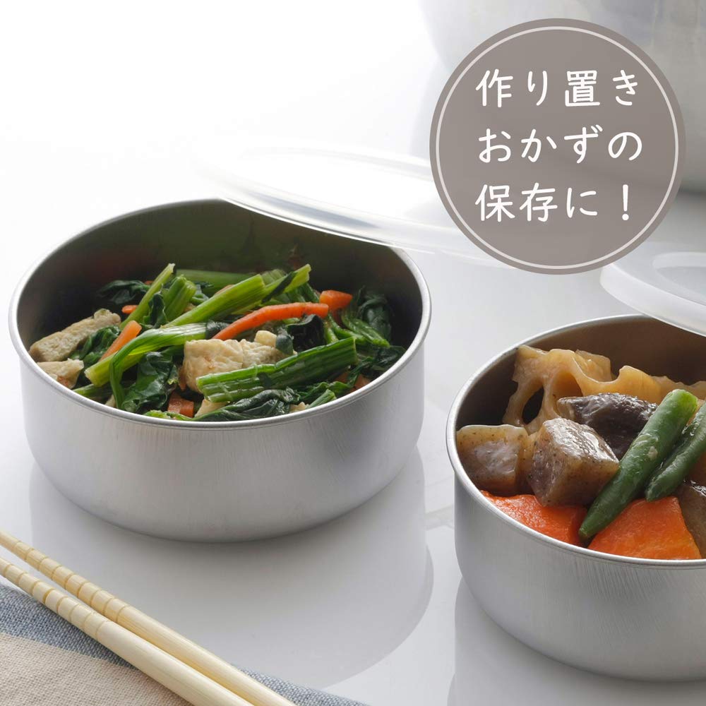 Shimomura Kihan Storage Set of Made In Convenient for Food with Condiment Stainless Product 42500 Containers, 2, Round, 10cm, Japan. Preparation,