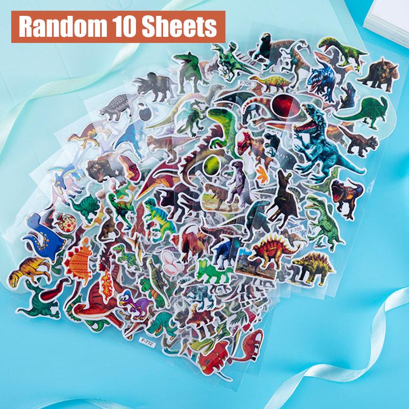 

10 Sheets Dinosaur Cartoon Stickers For Children Notebook Scrapbooking Skateboard DIY Waterproof Cute Sticker Toy Boys Gift