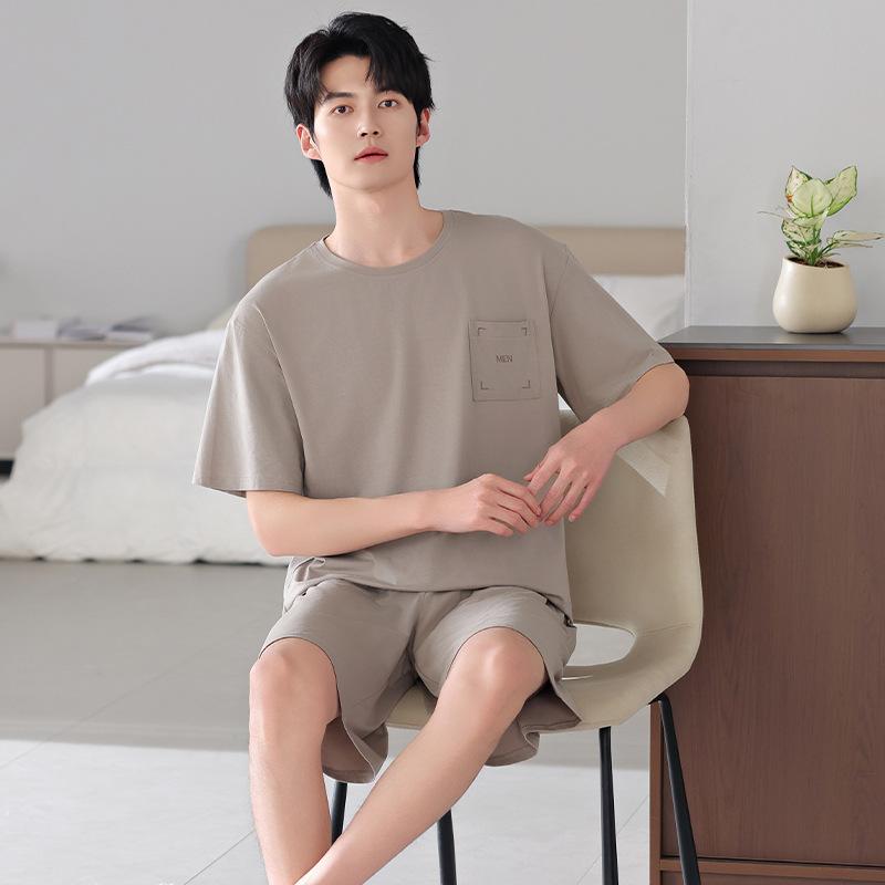 Dad pajamas men's summer thin short-sleeved shorts Modal cotton and silk loungewear summer fattened plus size set