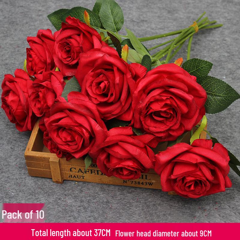 10-Piece Burgundy Floral Décor Set: Red-Toned Artificial Flowers, Mat, Aisle Runner, Wedding Decoration