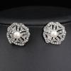 European and American New Pearl Crystal Necklace Earrings Bracelet Three-piece Set, Bridal Dress Party Accessories