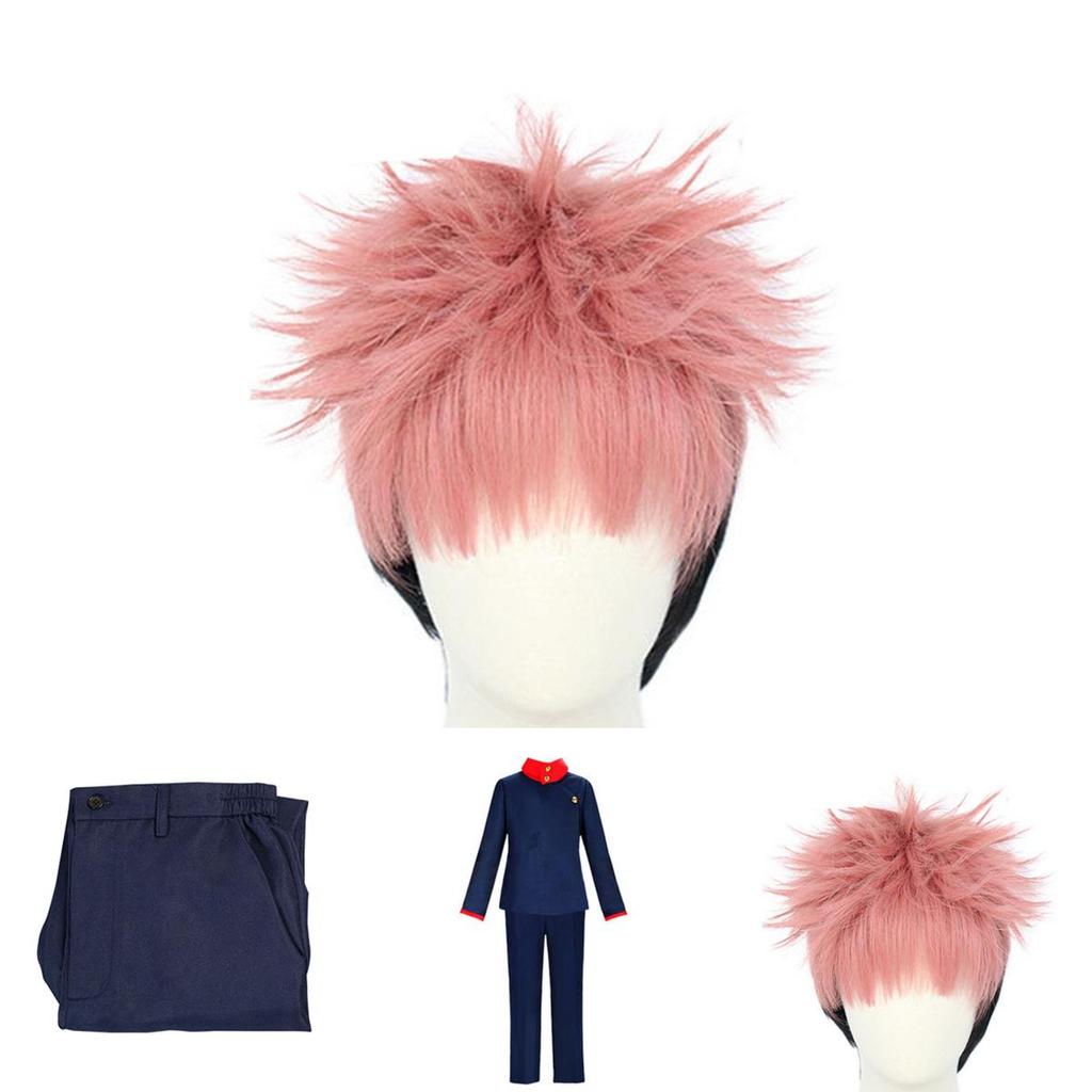 Authentic Jujutsu Kaisen Yuji Itadori Cosplay Costume For Men And Women With Wig
