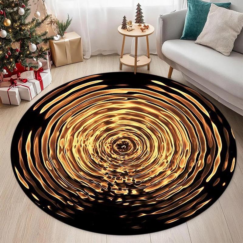 Serene Blue White Gradient Swirl Round Rug Anti-slip Soft Minimalist Carpet for Living Room Home Office Bedroom Decor