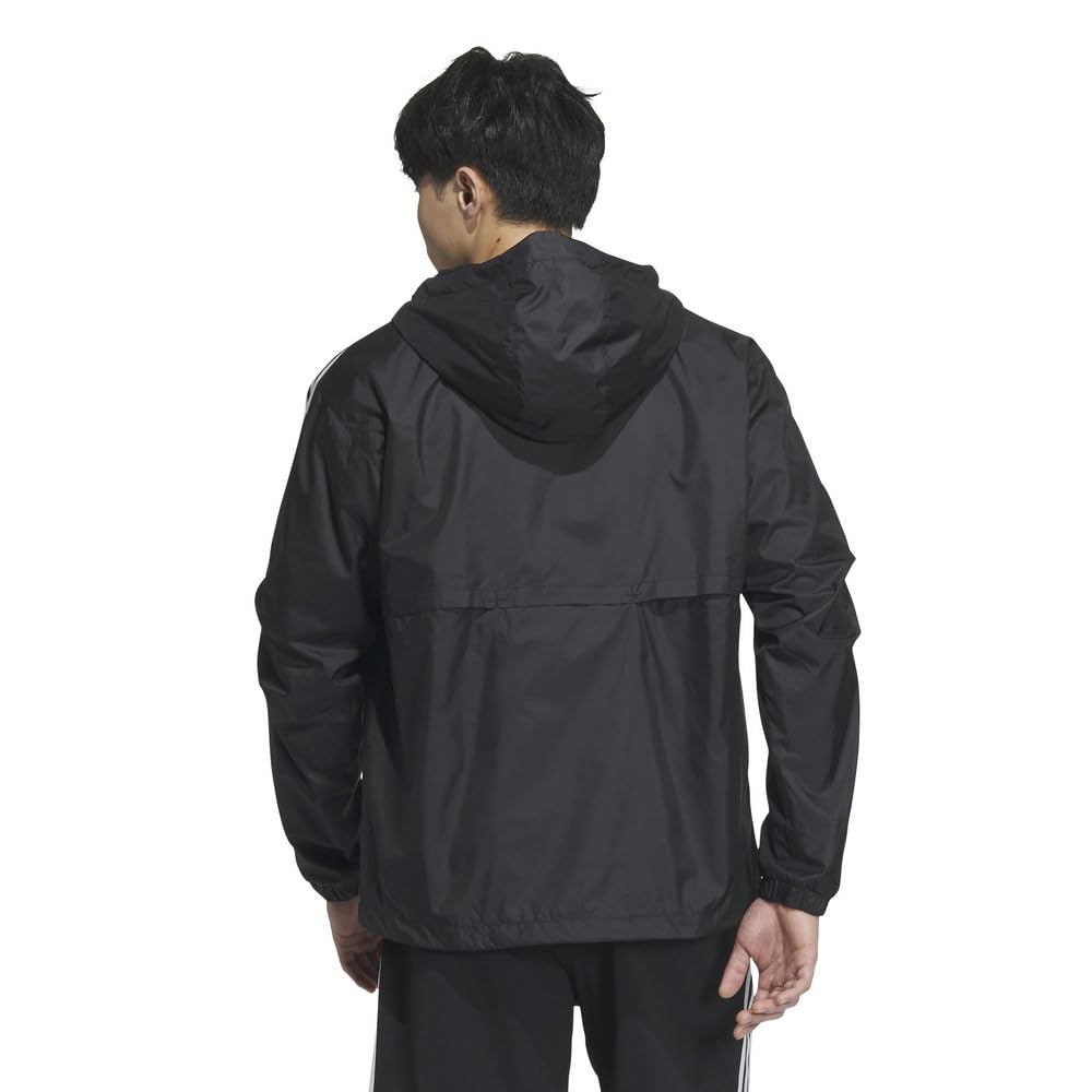 adidas Essentials Plus Windbreaker Jacket and 3-Stripe KWE95-JF3912 (Black White/LL/Men's)
