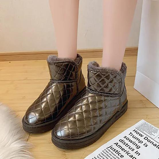 

Зимние сапоги, женские зимние кожаные утепленные непромокаемые ботинки с плюшем, противоскользящие хлопковые ботинки большого размера из искусственного меха 40 серый