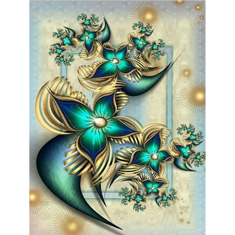 New 5D DIY Diamond Painting Full Round Drill Abstract Flower Cross Stitch Scenery Diamond Embroidery Crafts Home Decor