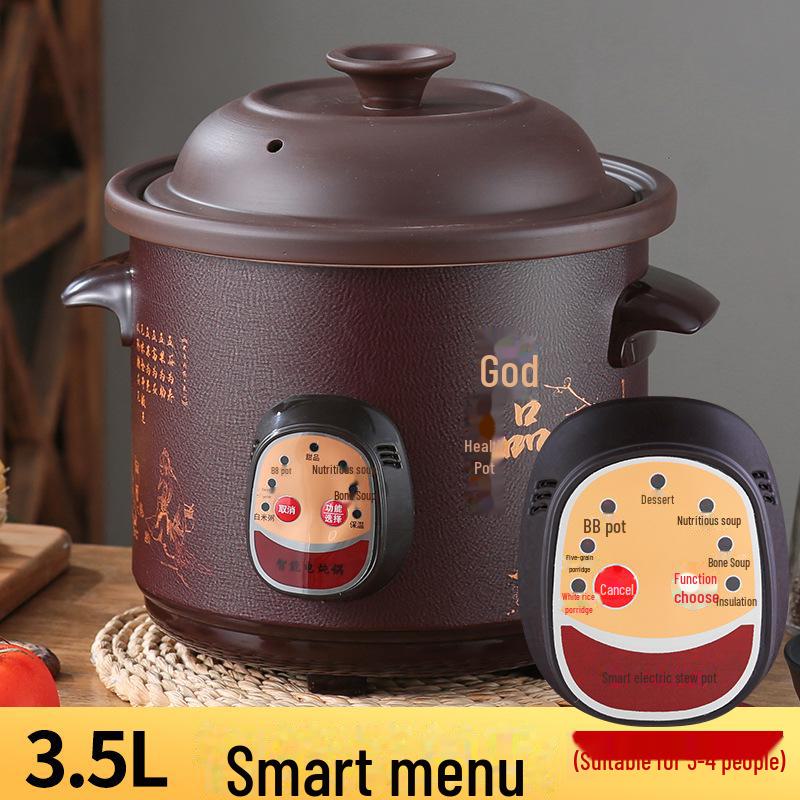 Fully Automatic Ceramic Stew Pot: 2.5-6L Electric Soup, Casserole, and Porridge Maker