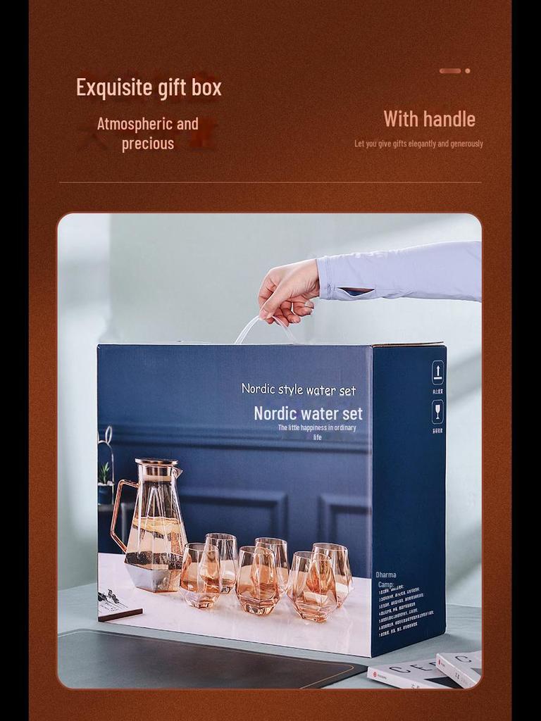 Set cadou cu apă din pahar: Fierbător, cești și ceașcă de ceai pentru casă și sufragerie