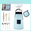 Cooking Kids Apron Set With Cutting Toys For Pretend Baking Gift Activities