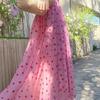 High-Waist Midi Skirt for Women - Summer Floral Heart Print Soft Aesthetic Long Skirt