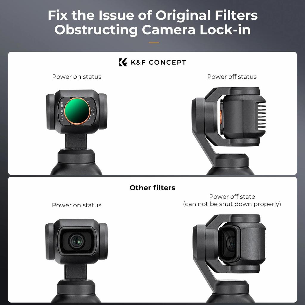 K F CONCEPT Magnetic Lens Filter for DJI Osmo Pocket 4 3 Adjustable ND2-32 ND32-512 UV CPL ND/PL Black-Mist 1/4 Optional Filters 6