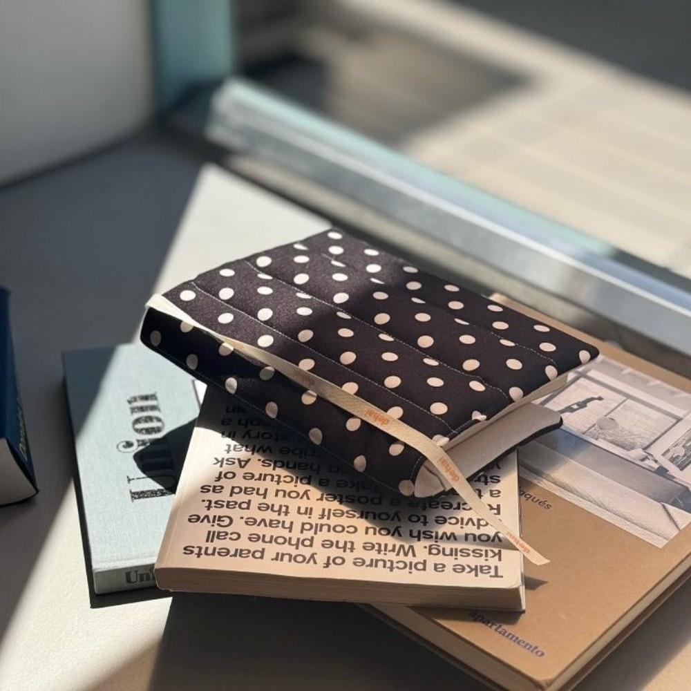 Quilted Fabric Book Cover Soft Diary Book Jacket Aesthetic Polka Dot Book Protector Office