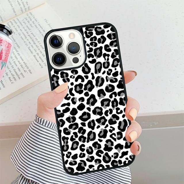 Black and White Leopard Texture Phone Case For iPhone 17 Air 16 15 14 plus 12 13 Pro max Shell Cover coque