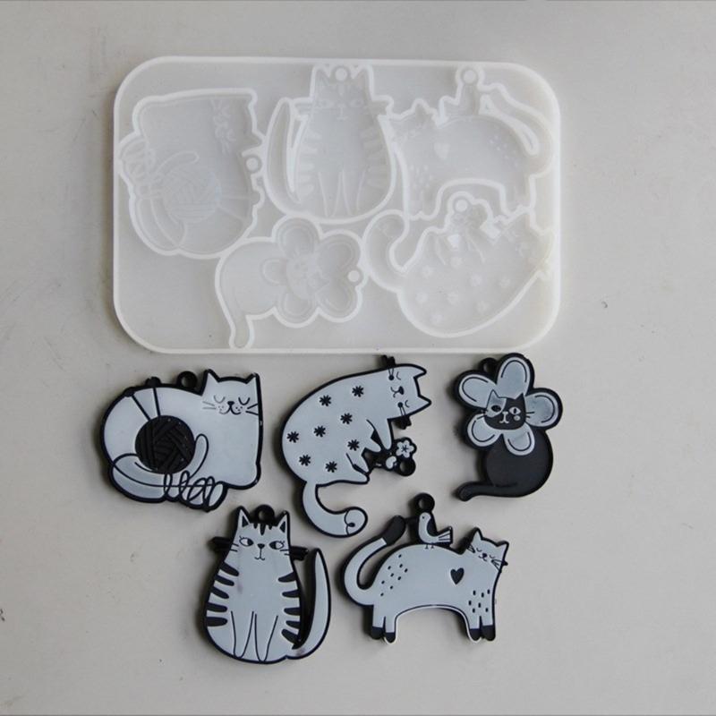 Creative Silicone Casting Molds Cats Shape Necklace Molds Suitable for Making Animal Necklace and Earrings Pendant