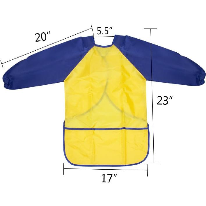 Kids Art Smocks 2 Pack Painting Smock with Long Sleeve and 3 Pockets for Age 3-8