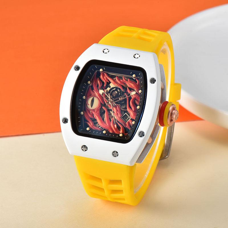 Barrel-shaped hollow versatile men's quartz watch spot men's sports hollow quartz watch men's watch