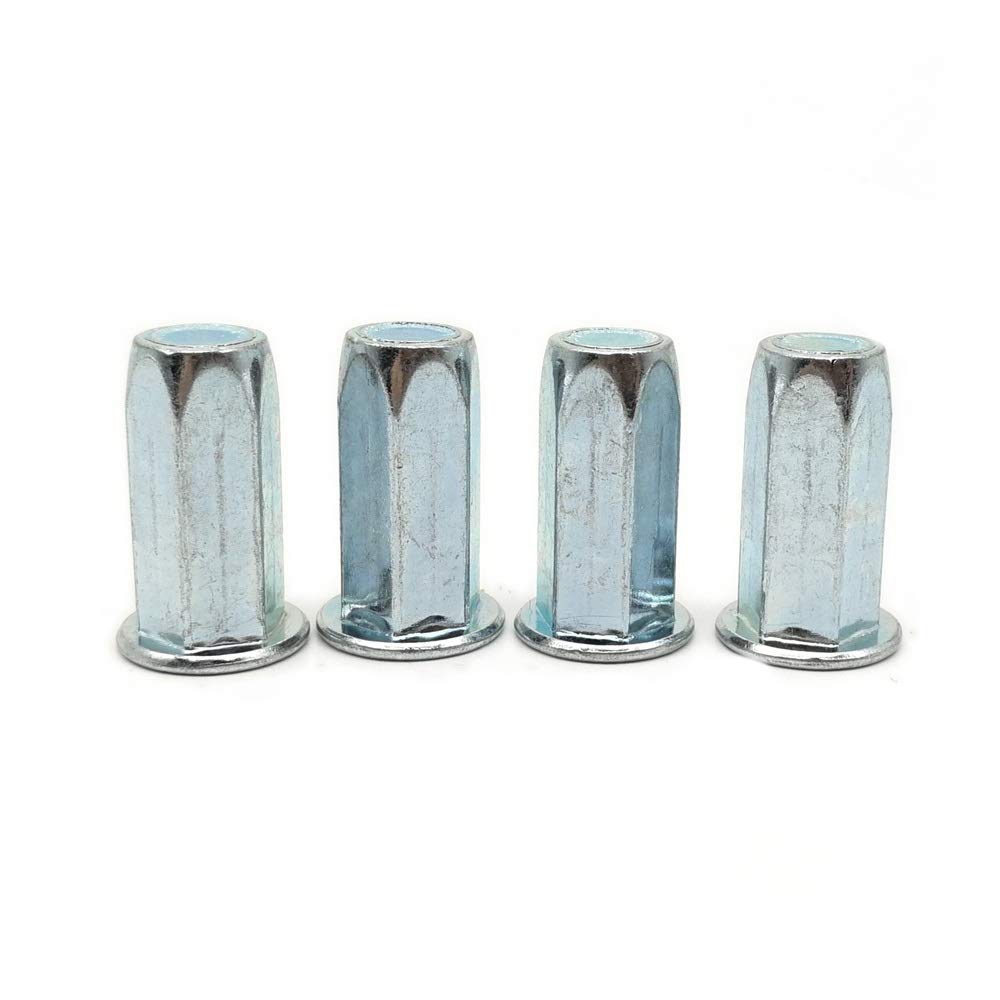Carbon Steel Flat Head Hex Rivet Nut Sealed Close End M4 M5 M6 M8 M10 Blind Rivet Nut Insert Nut White Zinc Plated DUO ER (Size : M6 23 (10pcs))