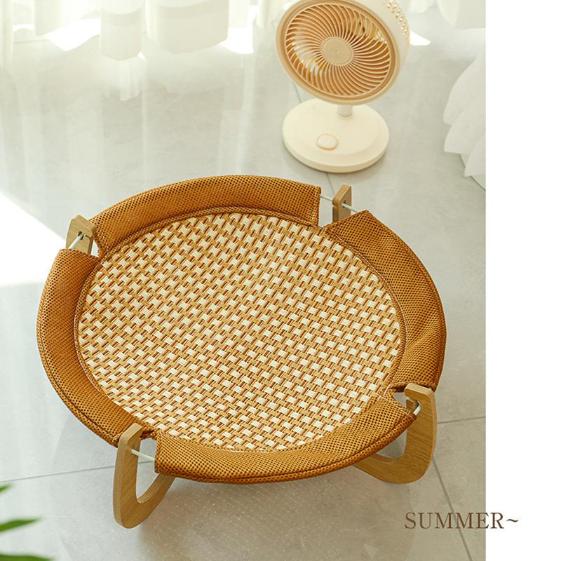 Lit d'été pour chat, lit respirant et frais pour chaton, hamac en bois, tapis pour animaux de compagnie, lit de couchage