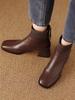 Fashion Ankle Boots for Women Heeled Leather Splicing Knit Office Booties Comfortable and Elegant Goth Y2k Autumn Chic Woman Short Shoes