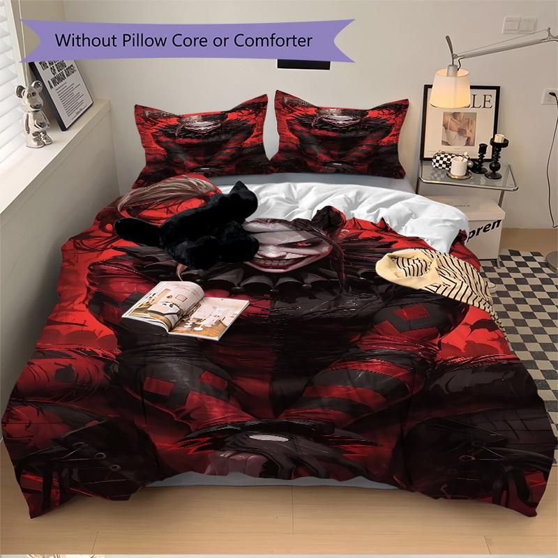 3pcs Harley Quinn Joker Bedding Set, Soft Polyester Duvet Cover and Pillowcases Machine Washable Seasons all suitable & Guest Room Decor231