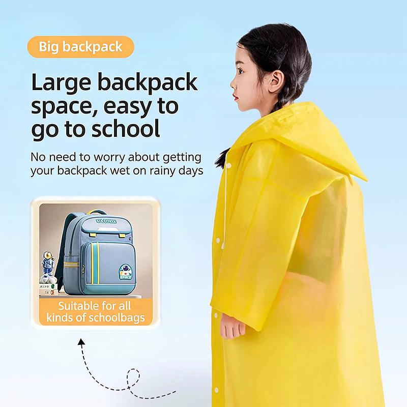 Children EVA Raincoat Disposable Long One Piece Rain Poncho Waterproof Lightweight for Travel Camping School Rainy Days
