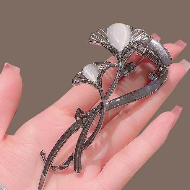 1 Stück Hochwertige Ginkgo Biloba Haarnadel, Leichter Luxus Katzenauge Haarschmuck, Für Frauen Hinterkopf, Haarnadel, Froschverschluss, Verdrehclip, Ein-Wort-Clip