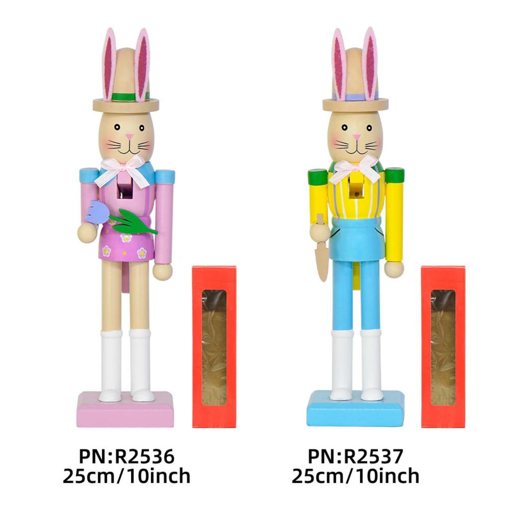 25CM Osterhase Kreativer Nussknacker Soldat Massivholz Dekoratives Geschenk Ornament