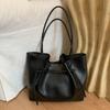 PU Tote Bag with Drawstring Closure Large Capacity Fashion Shoulder Bag