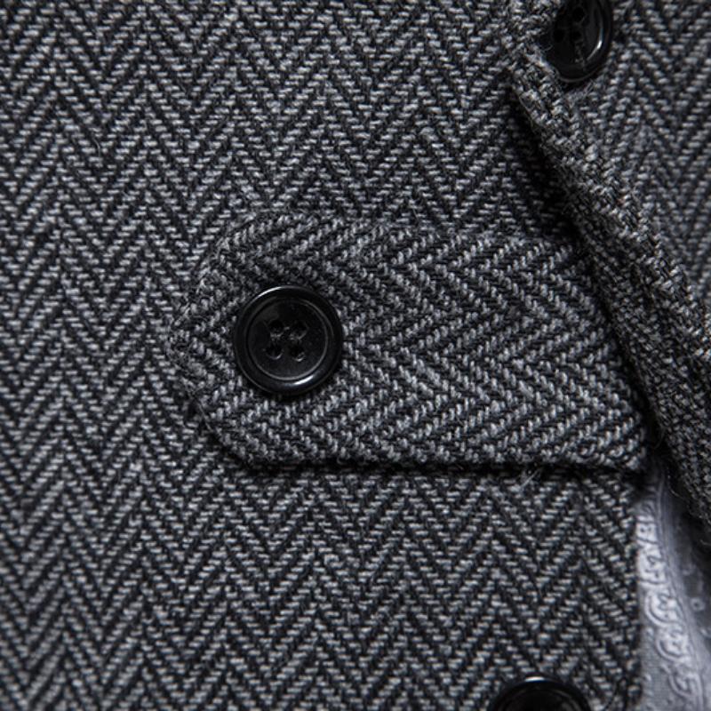 Mens Wool Mix Herringbone Tweed Check Vintage Collar Waistcoat Tailored Fit Vest
