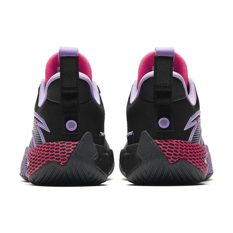 Anta Quick Battle 5 Cushioning Wear-Resistant Mid-Top Basketball Shoes Men's Black Gray Purple Sneakers 112341113-8