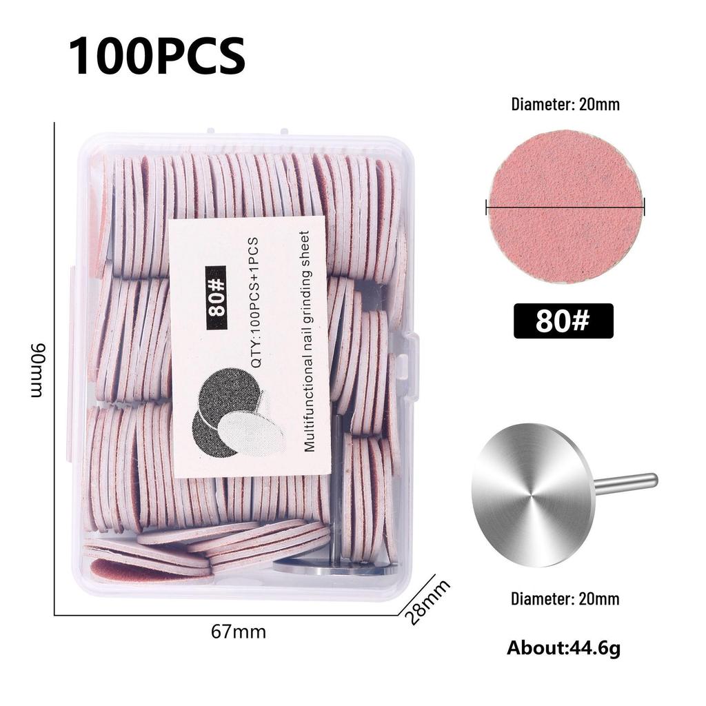 Nail Art Sand Disc for Polishing, Shaping, and Filing Extension Nails - 100 Pieces